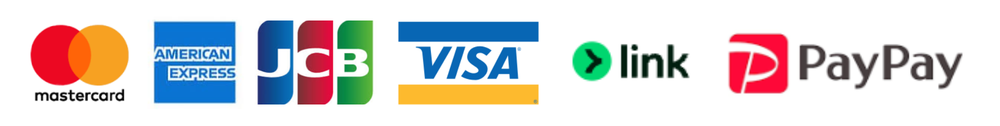 mastercard / American Express / JCB / VISA / link / PayPay
